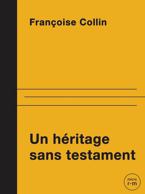 cover image of Un héritage sans testament